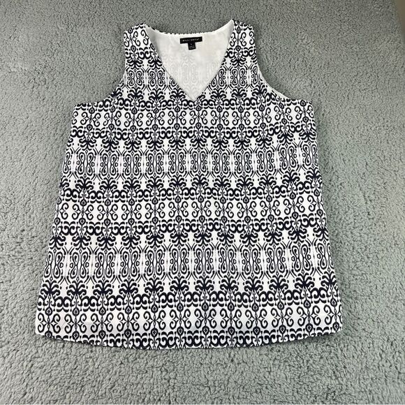 Willie Smith Sleeveless Multipattern Lined Tank Blouse Black and White Size L - Picture 1 of 8
